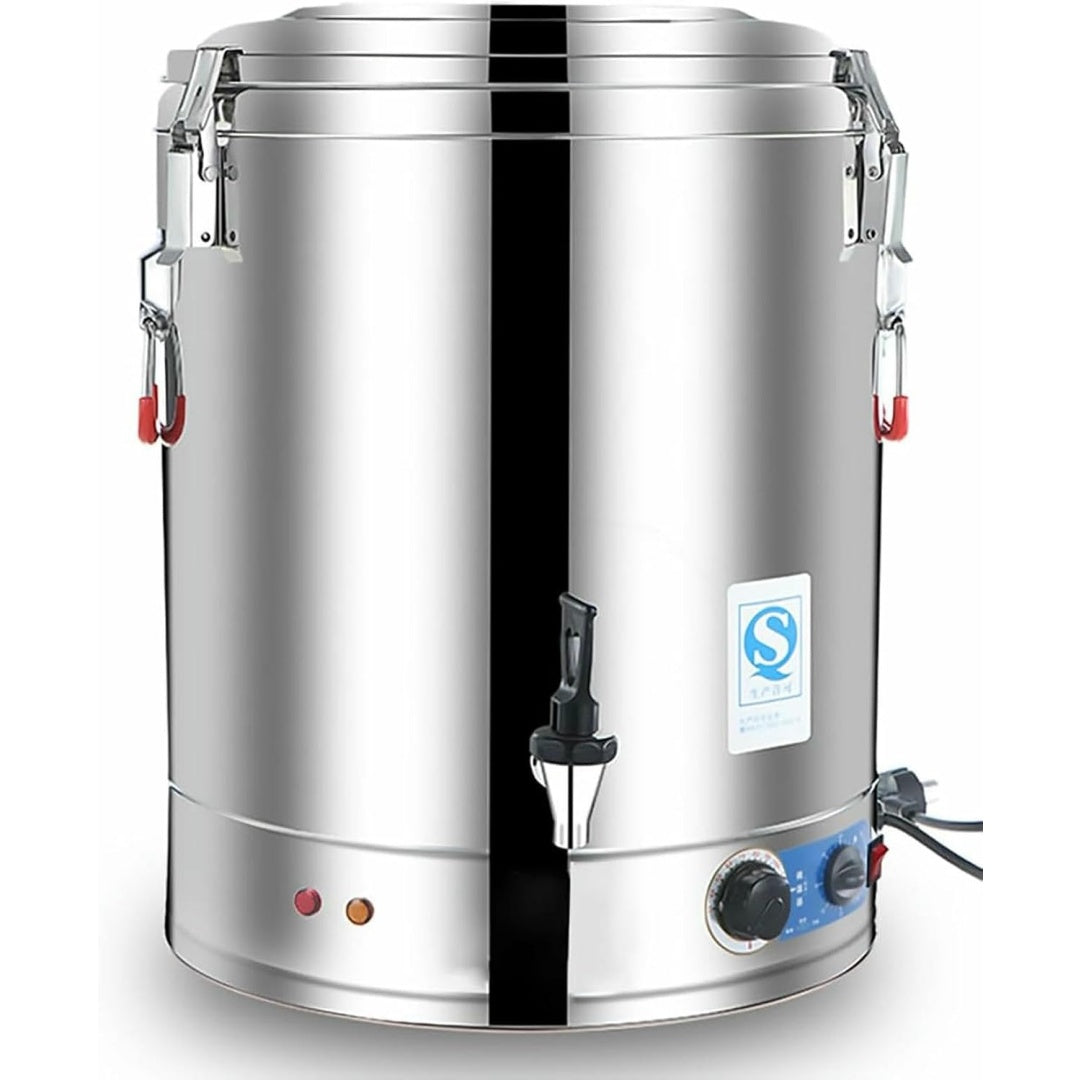 Un erogatore per rifornire i recipienti di acqua con corpo in acciaio inox e con coperchio rimovibile